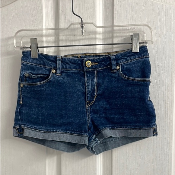 Girls Levi's Jean Shorts Distressed Gem Buttons Adjustable Waist Size 12 - Picture 1 of 15